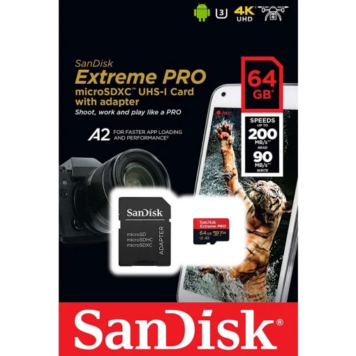 Thẻ SanDisk Extreme Pro 64GB MicroSDXC 200MB/s V30 A2 SDSQXCU-064G-GN6MA - Hình ảnh 5